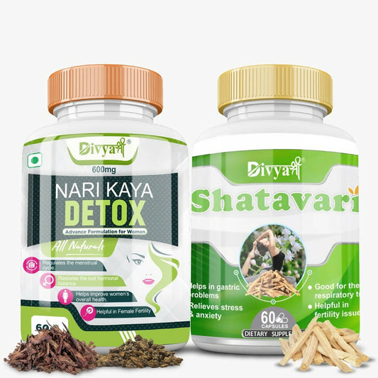 Divya Shree Nari Kaya Detox Capsule and Shatavari Capsule Combo - Jeevan Care Ayurveda