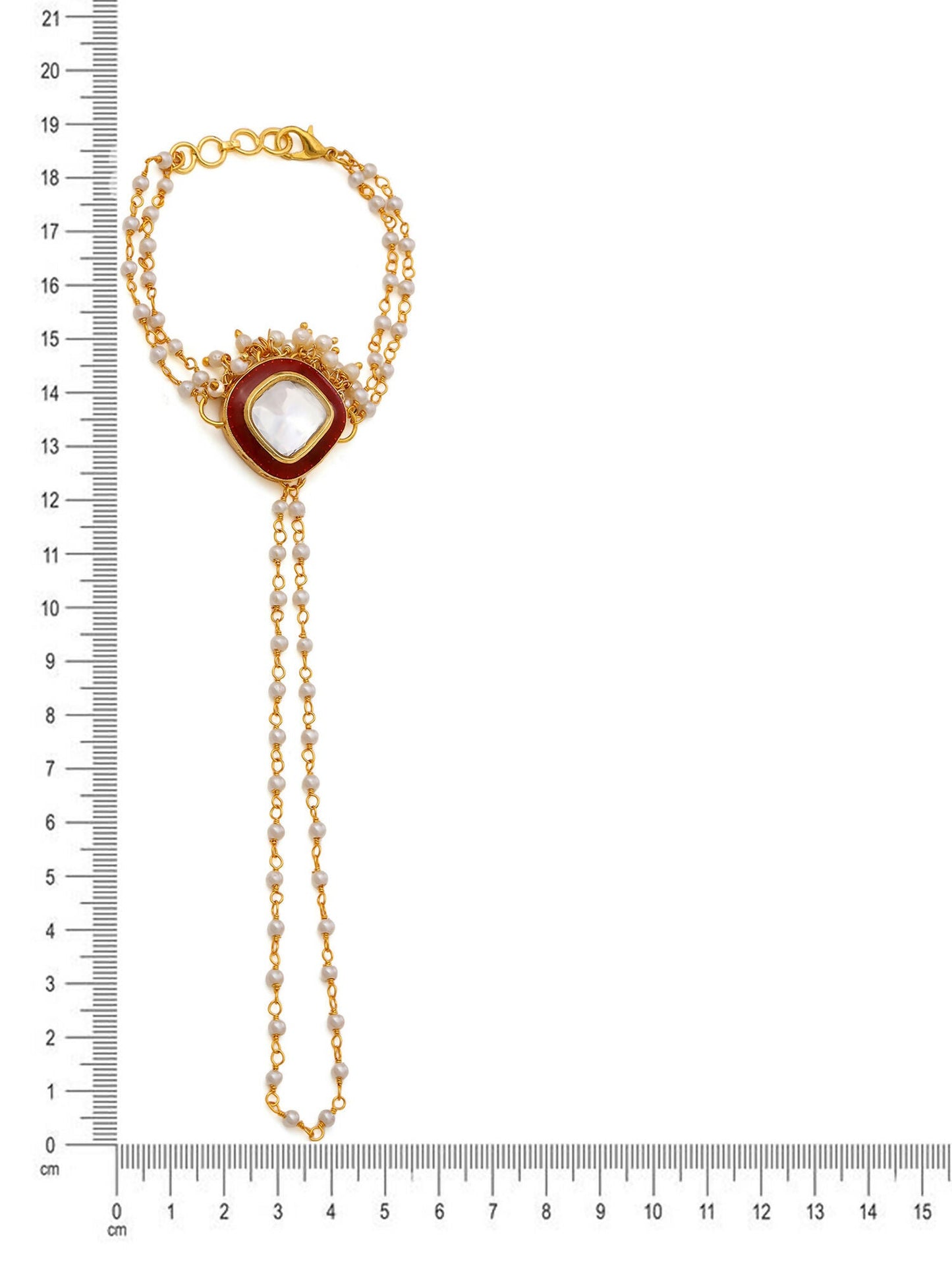 Ruby Raang Gold Red Meenakari Kundan Haath Phool | Swadesiicart