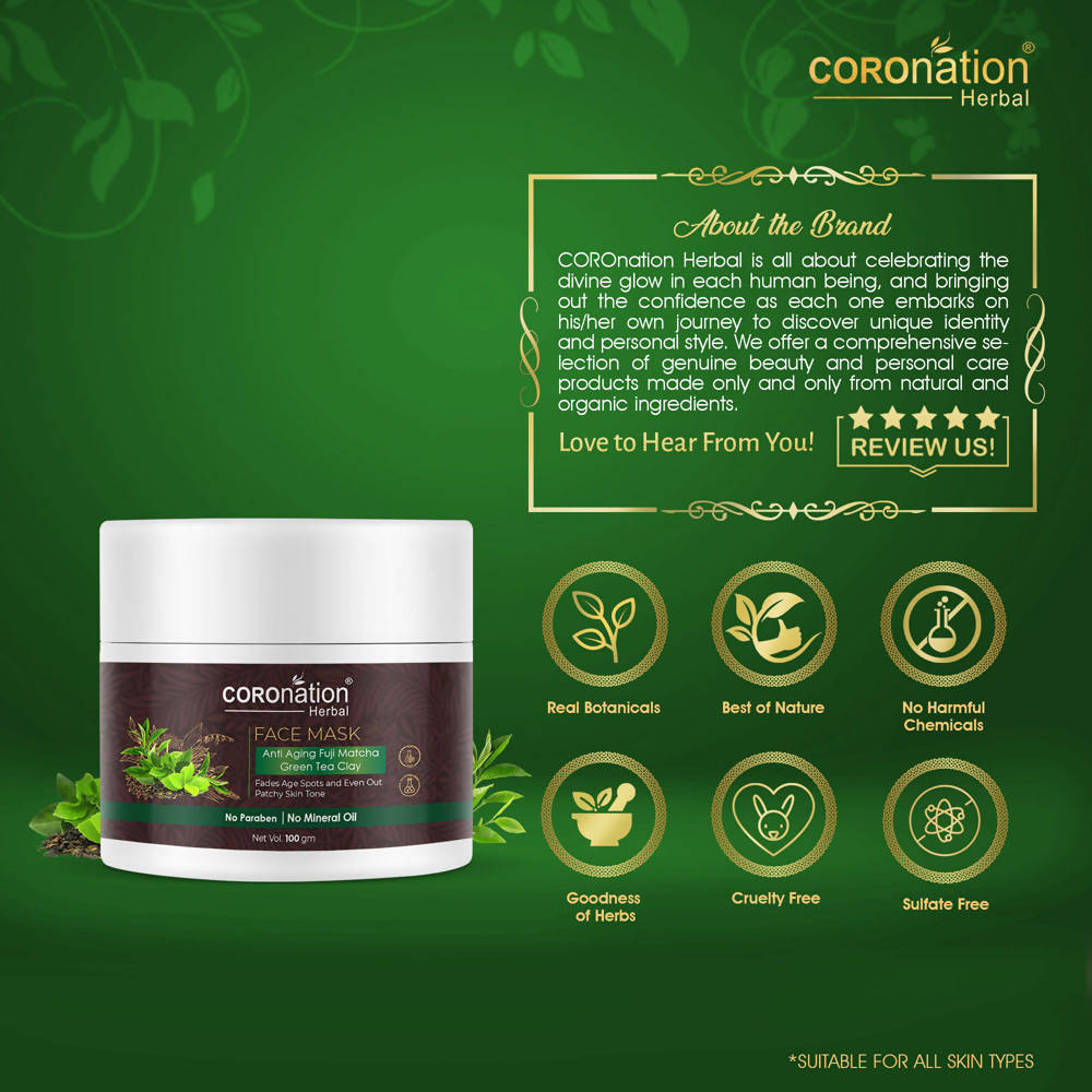 Coronation Herbal Anti Aging Fuji Matcha Green Tea Clay Face Mask | Swadesiicart