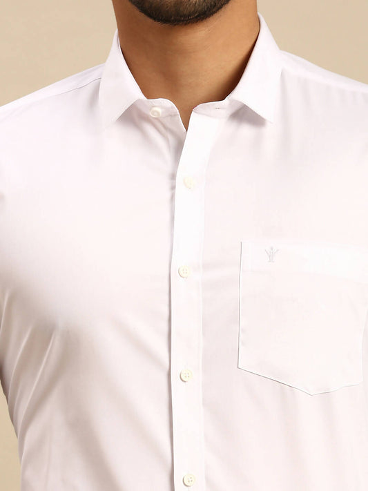 Ramraj Cotton Mens Full Sleeve White Shirt Plus Size - 100% Cotton | Swadesiicart