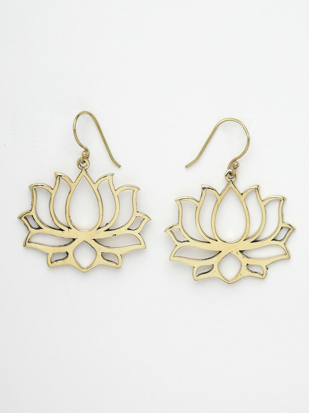 NVR Women Lotus Shaped Gold-Polished Earrings - Swadesiicart