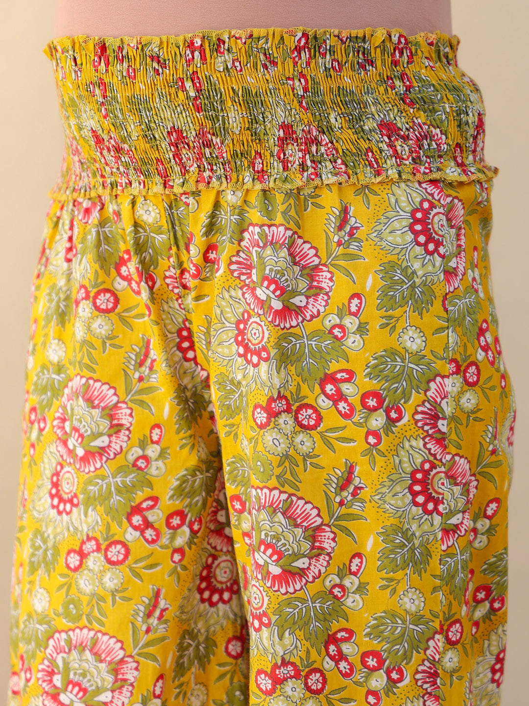 Janasya Bright Cotton Floral A-Line Kurta Set | Swadesiicart
