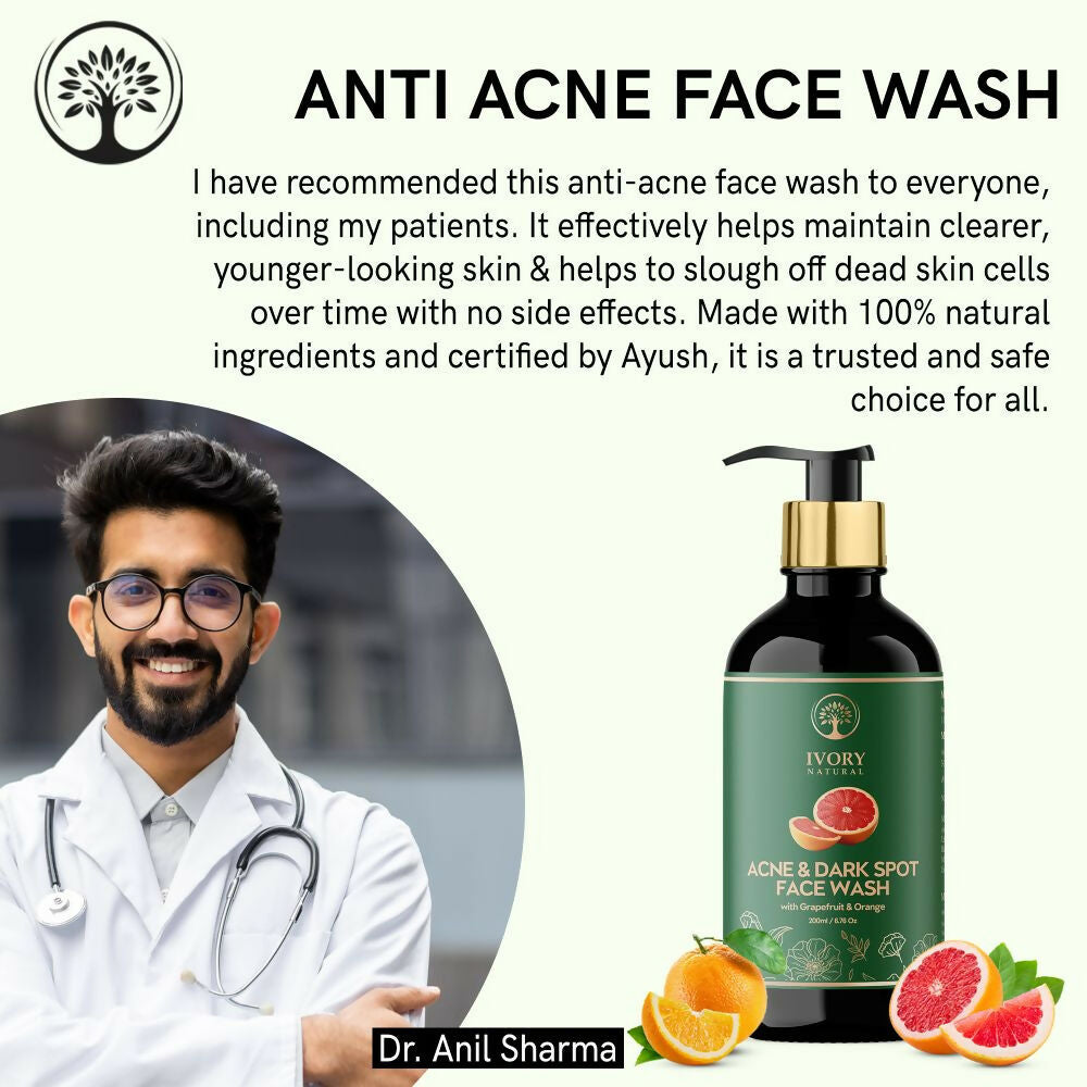 Ivory Natural Acne & Dark Spot Face Wash For Moisturize, Replenish, And Promote Skin Clarity | Swadesiicart