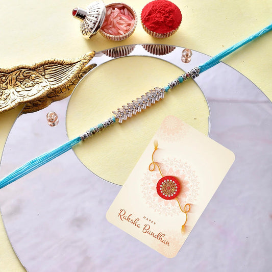 trueBrowns X Voylla Men's American Diamond Blue Thread Rakhi For Brother | Swadesiicart