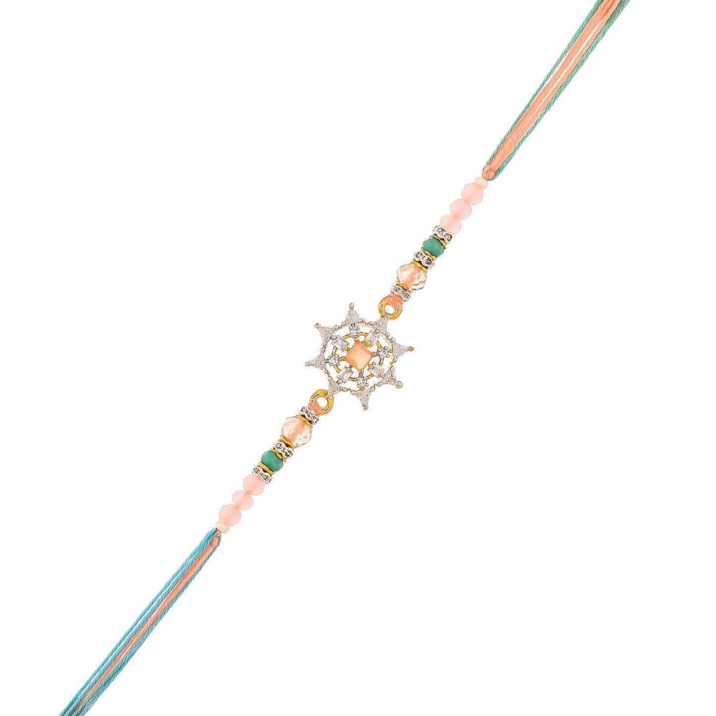 trueBrowns X Voylla Men's Pastel Designer American Diamond Beaded Thread Rakhi For Brother | Swadesiicart