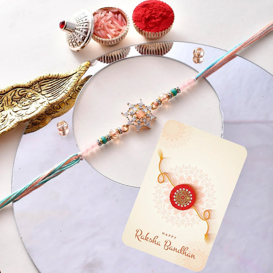 trueBrowns X Voylla Men's Pastel Designer American Diamond Beaded Thread Rakhi For Brother | Swadesiicart