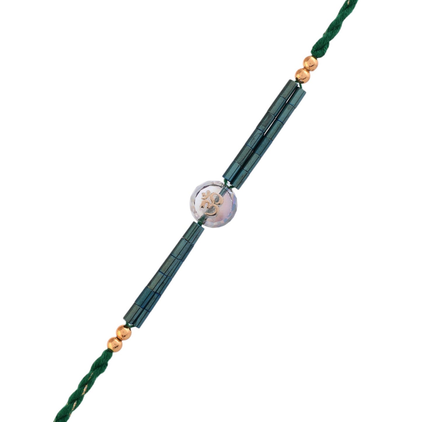 trueBrowns X Voylla Men's Om Green Beads Thread Rakhi For Brother | Swadesiicart