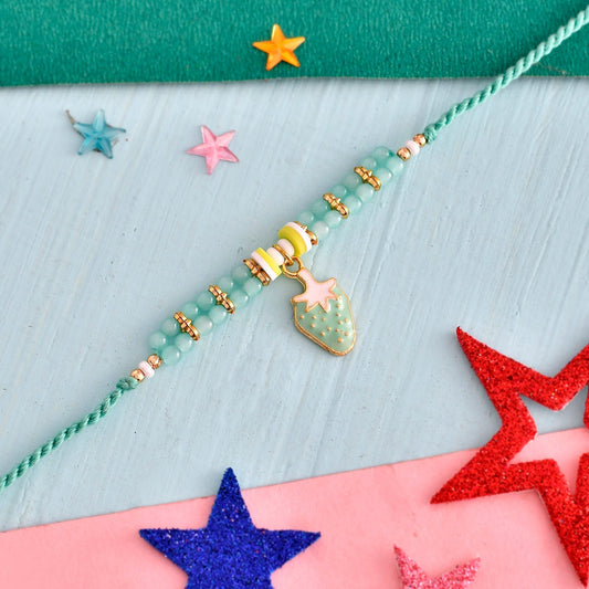 trueBrowns X Voylla Turquoise Beads Kid's Fruit Motif Rakhi For Kids | Swadesiicart