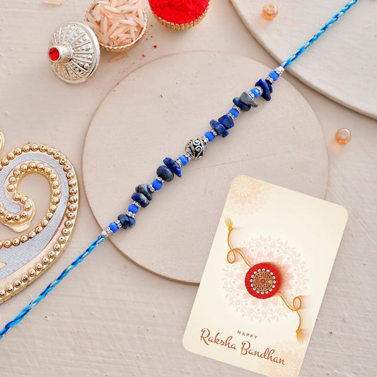 trueBrowns X Voylla Blue Beads Bohemian Motif Thread Rakhi For Brother | Swadesiicart