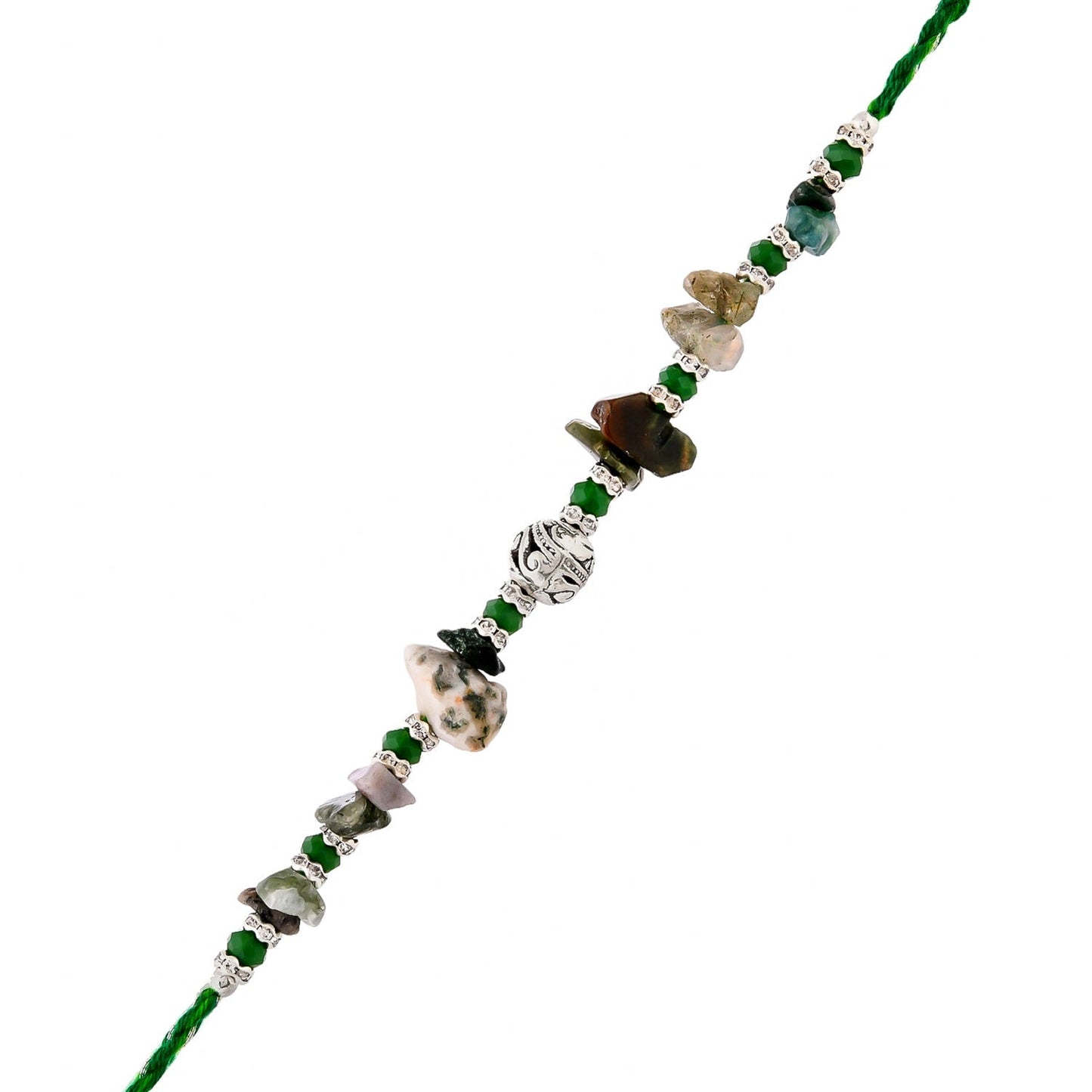 trueBrowns X Voylla Green Beads Bohemian Motif Thread Rakhi For Brother | Swadesiicart