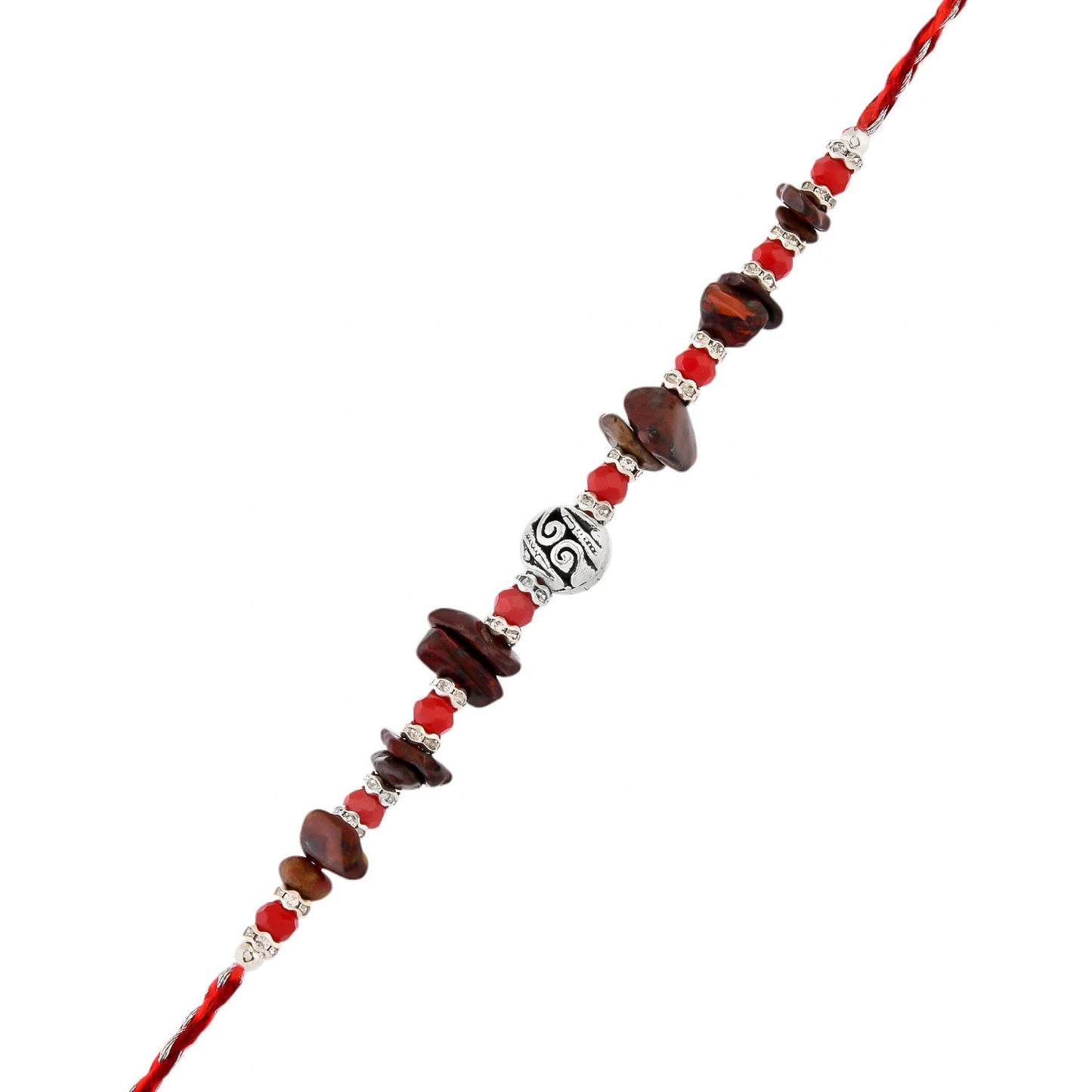 trueBrowns X Voylla Red Beads Bohemian Motif Thread Rakhi For Brother | Swadesiicart