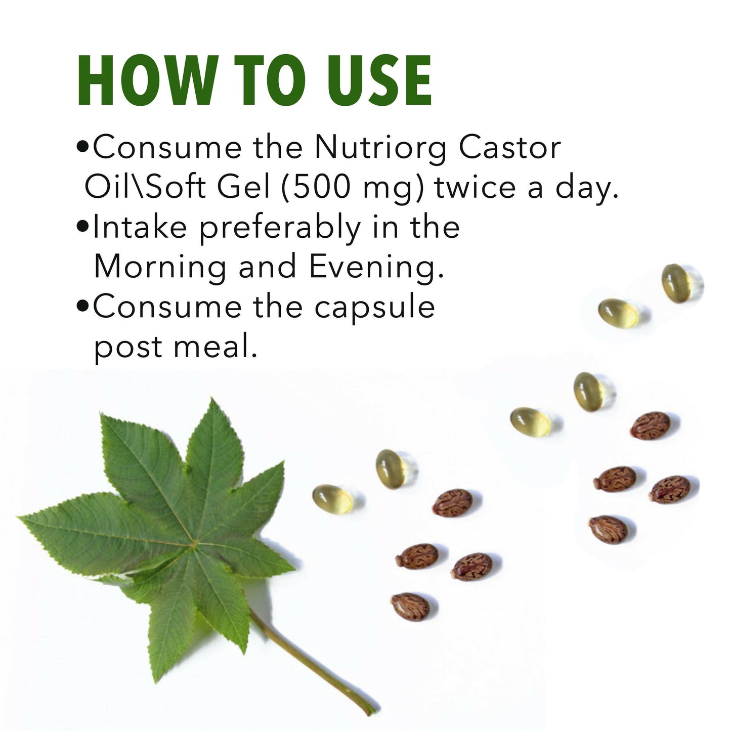 Nutriorg Castor Oil Soft Gel Capsules - Swadesiicart