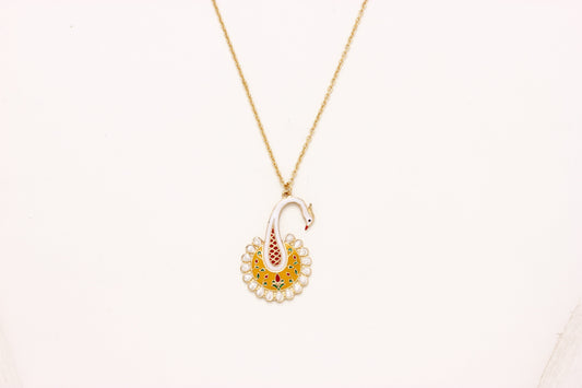 Gold-Polished Alloy Peacock Pendant Necklace - The Pari | Swadesiicart