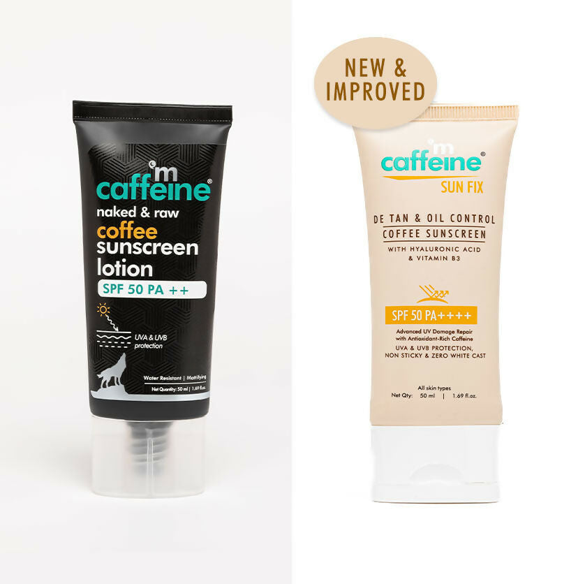 mCaffeine Sun Fix Detan & Oil Control Coffee Sunscreen SPF 50 PA++++, Lightweight & No White Cast - Swadesiicart
