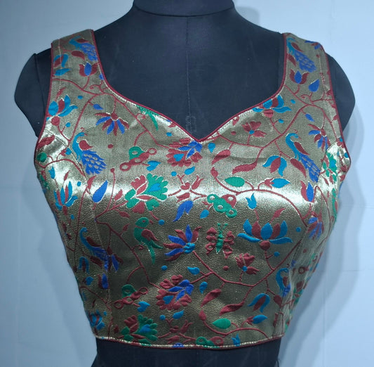 Kia Fashions Maroon Jacquard Weave Multi Color Paithani Readymade Blouse - Swadesiicart