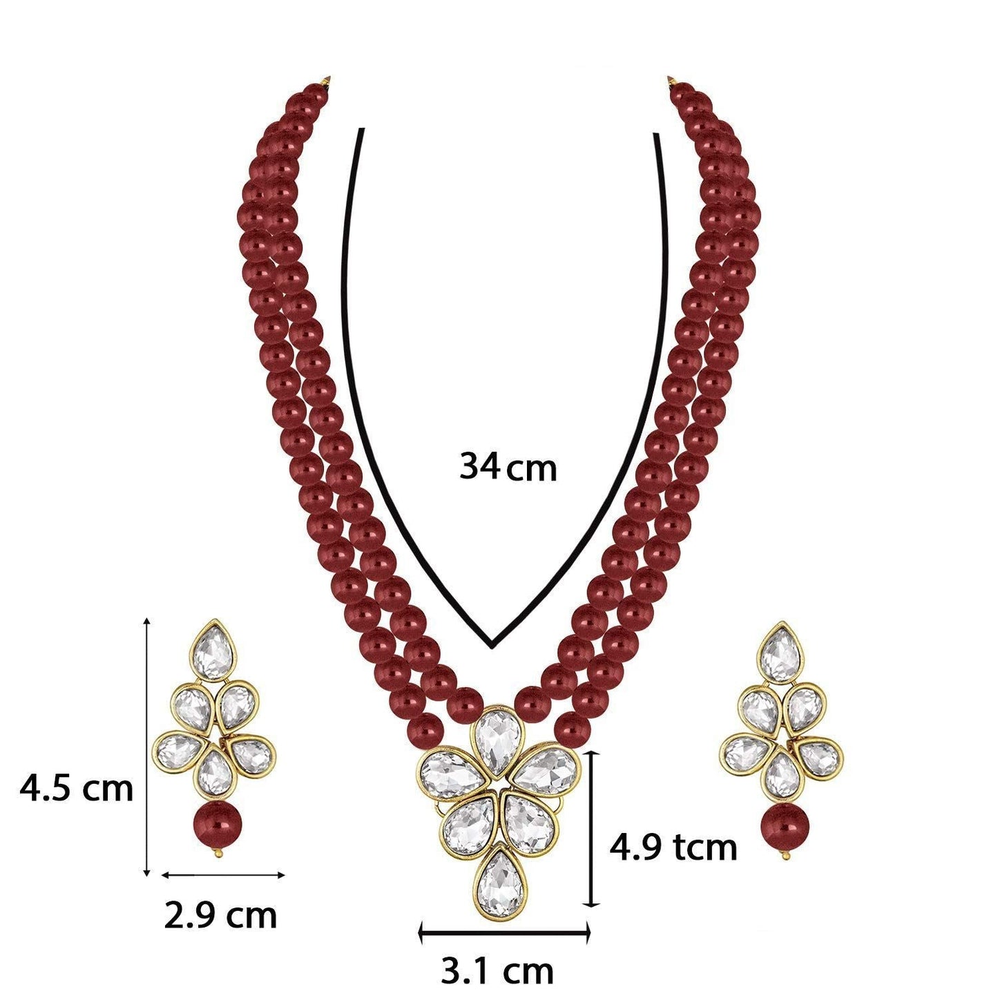 Gold-Polished Traditional Kundan & Pearl Studded Necklace Jewellery Set For Women - Wahe Jewels - Swadesiicart