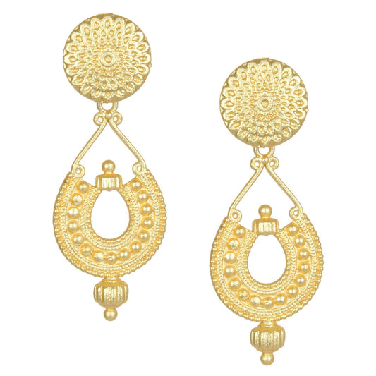 Joban Fashion Women Matte Gold Brass Earrings | Swadesiicart