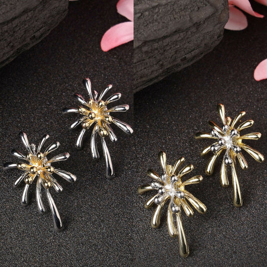 NVR Women's Set of 2 Silver & Gold Brass-Plated Floral Shape Drop Earrings | Swadesiicart
