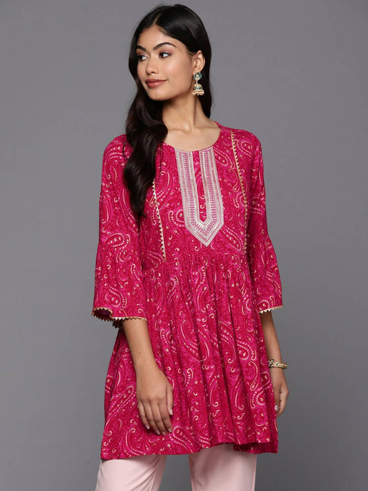 Ahalyaa Women's Traditional wear Tunic - Red | Swadesiicart