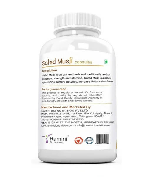 Ramini Bio Nutrition Safed Musli Veg Capsules - Swadesiicart