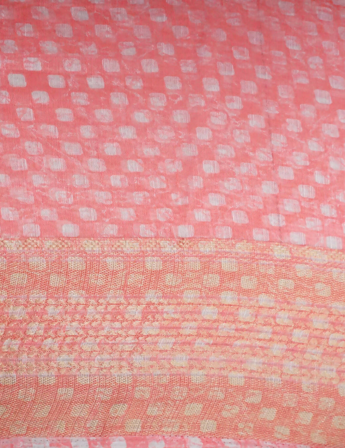 Combination Shades Of Peach Pink With Floral Design Semi Chanderi Saree By Gayathri Reddy Designer Studio | Swadesiicart