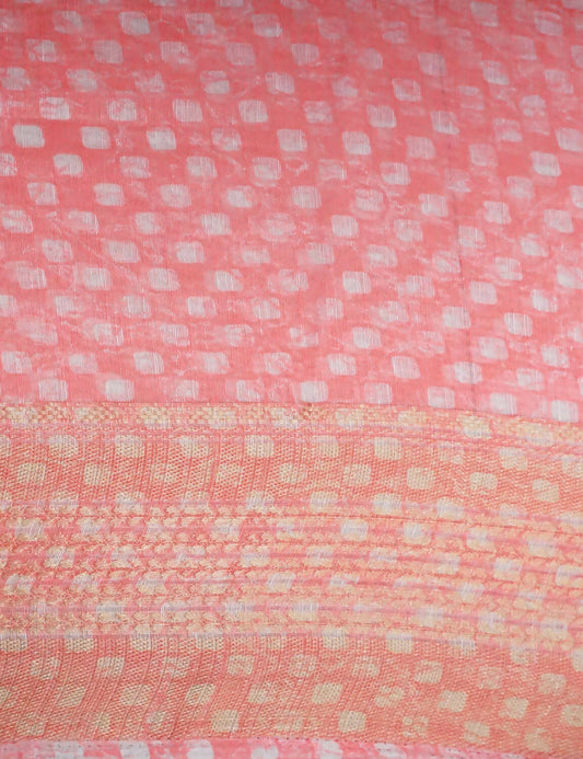Combination Shades Of Peach Pink With Floral Design Semi Chanderi Saree By Gayathri Reddy Designer Studio | Swadesiicart