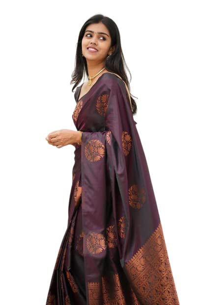 Vamika Purple Banarasi Jacquard Weaving Saree | Swadesiicart