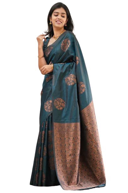 Vamika Rama Banarasi Jacquard Weaving Saree | Swadesiicart