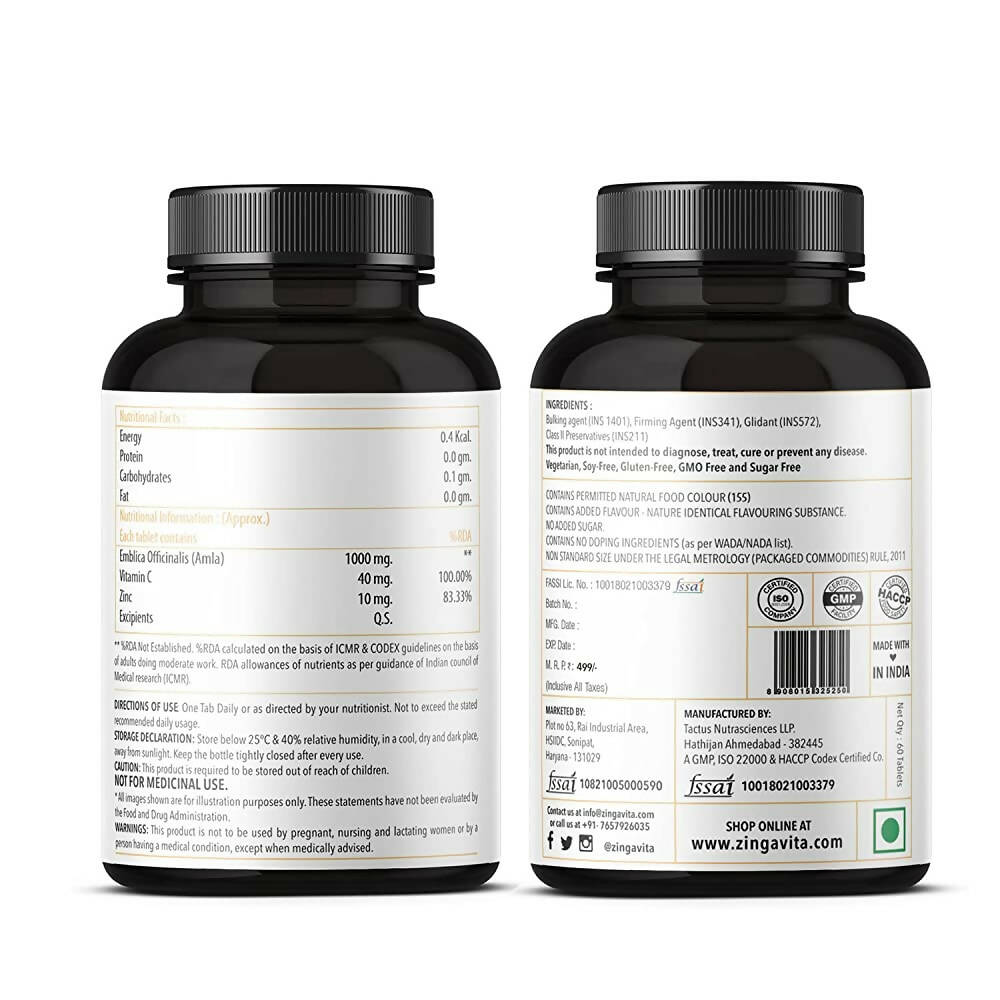 Zingavita Vitamin C 1000 mg Tablets with Amla Extract | Swadesiicart