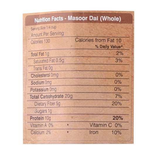 Organic Wellness Masoor Dal Whole - Swadesiicart