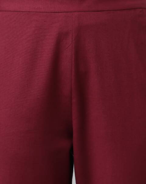 FIORRA Women's Maroon Rayon Silk A-Line Kurta Set - Swadesiicart