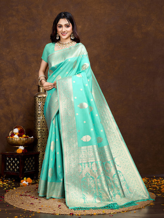 Vedant Vastram Banarasi Silk Fashion Saree - Seegreen | Swadesiicart
