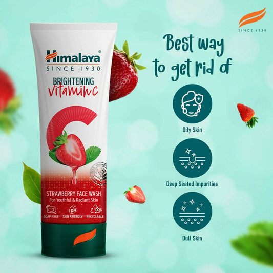 Himalaya Herbals Brightening Vitamin C Strawberry Face Wash - Swadesiicart
