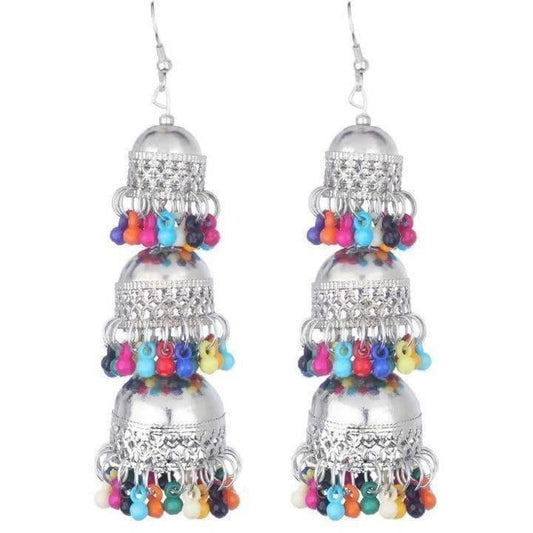 MS Fashion India Tassel Small Hanging Jhumka Multicolor Pearls Earrings For Occasions | Swadesiicart
