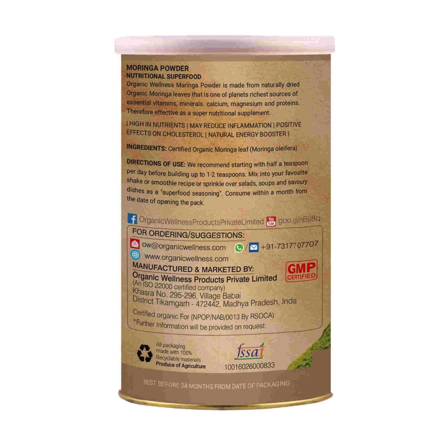 Organic Wellness Moringa Powder - Swadesiicart
