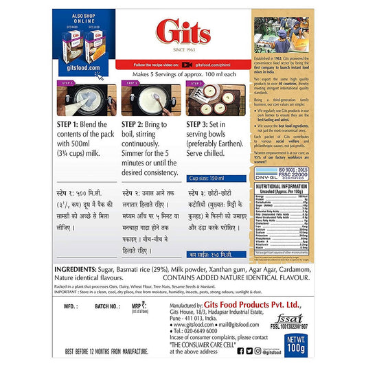 Gits Phirni Dessert Mix - Swadesiicart