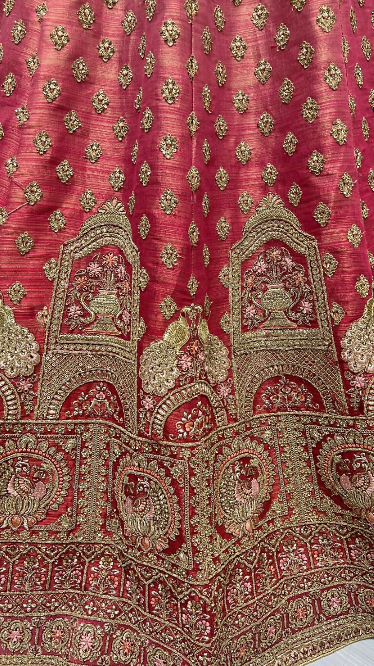 Jyoti Fashion Women's Red Bridal Net Fancy Dori & Sequins Multi Thread Embroidered with Diamond Work Wedding Lehenga Choli | Swadesiicart