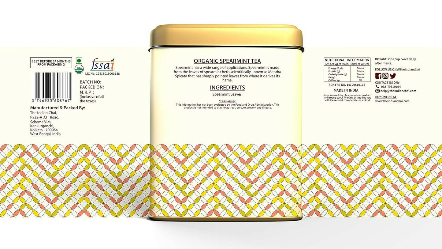 The Indian Chai – Organic Spearmint Tea 30 Pyramid Tea Bags | Swadesiicart