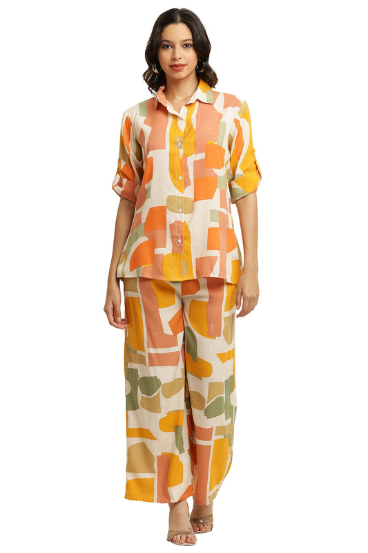 PAVONINE Mustard Color Doremon Printed Cord Set For Women - Swadesiicart