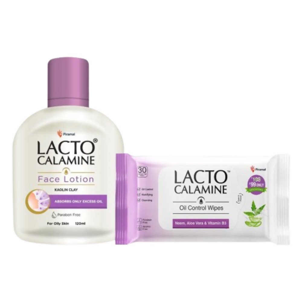 Lacto Calamine Oil Control Therapy - Face Lotion & Wipes - Swadesiicart