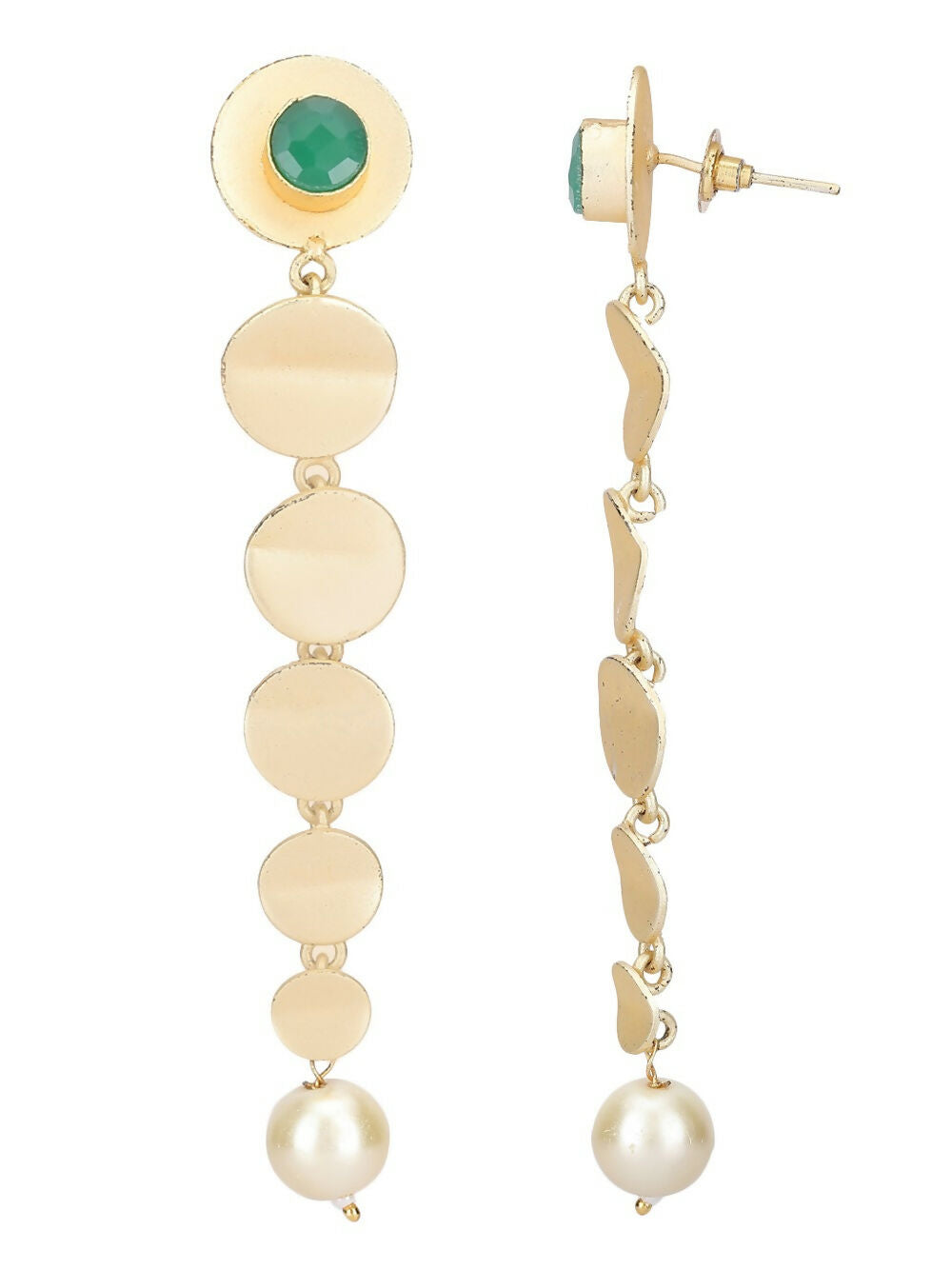 Joban Fashion Women Long Pattern Matte Gold Earrings | Swadesiicart