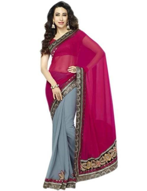 Vamika Karishma Kapoor Pink & Grey Designer Georgette Swadesiicart