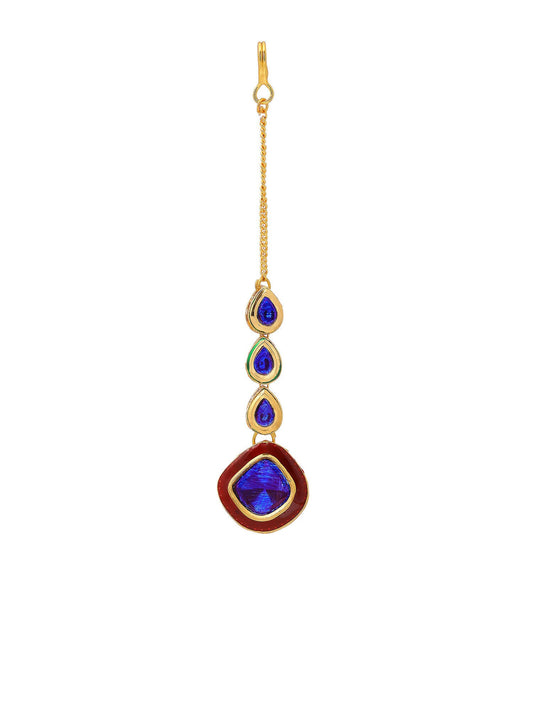 Ruby Raang Blue Meenakari Kundan Maang Tikka | Swadesiicart