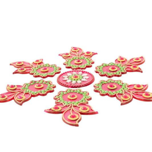 Kundan HandiKrafts Designer Flowed Rangoli Pink (Baby) - Swadesiicart