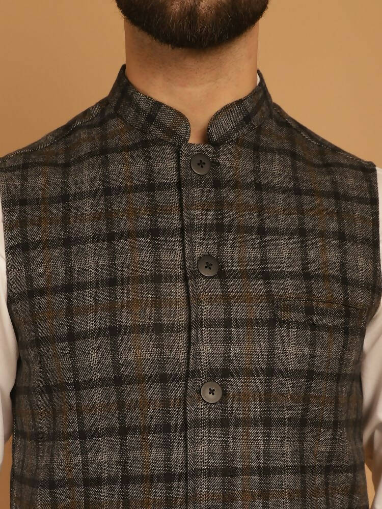 Even Apparels Pure Wool Nehru Jacket - Grey | Swadesiicart