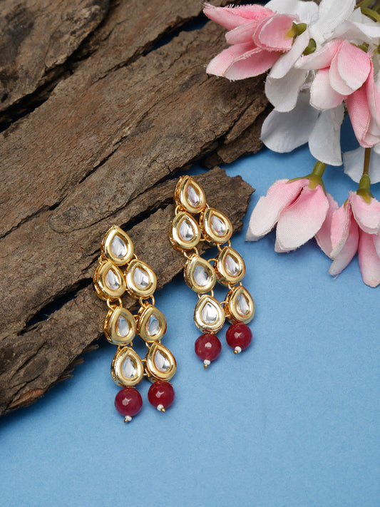 Stone Kundan Earrings - Ruby Raang - Ruby Raang Studio
