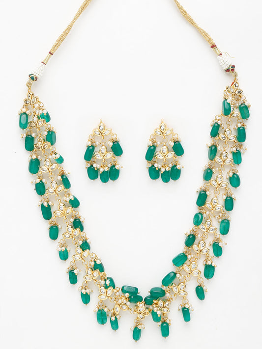 Kundan Neckpiece With Earrings - Ruby Raang - Swadesiicart