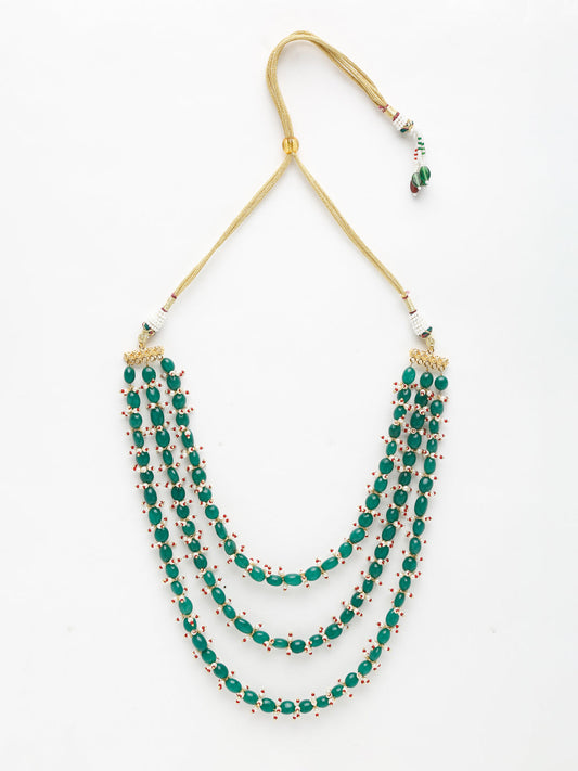 Long Stone Layered Neckpiece - Ruby Raang | Swadesiicart