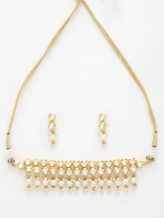 Kundan Choker With Earrings - Ruby Raang | Swadesiicart
