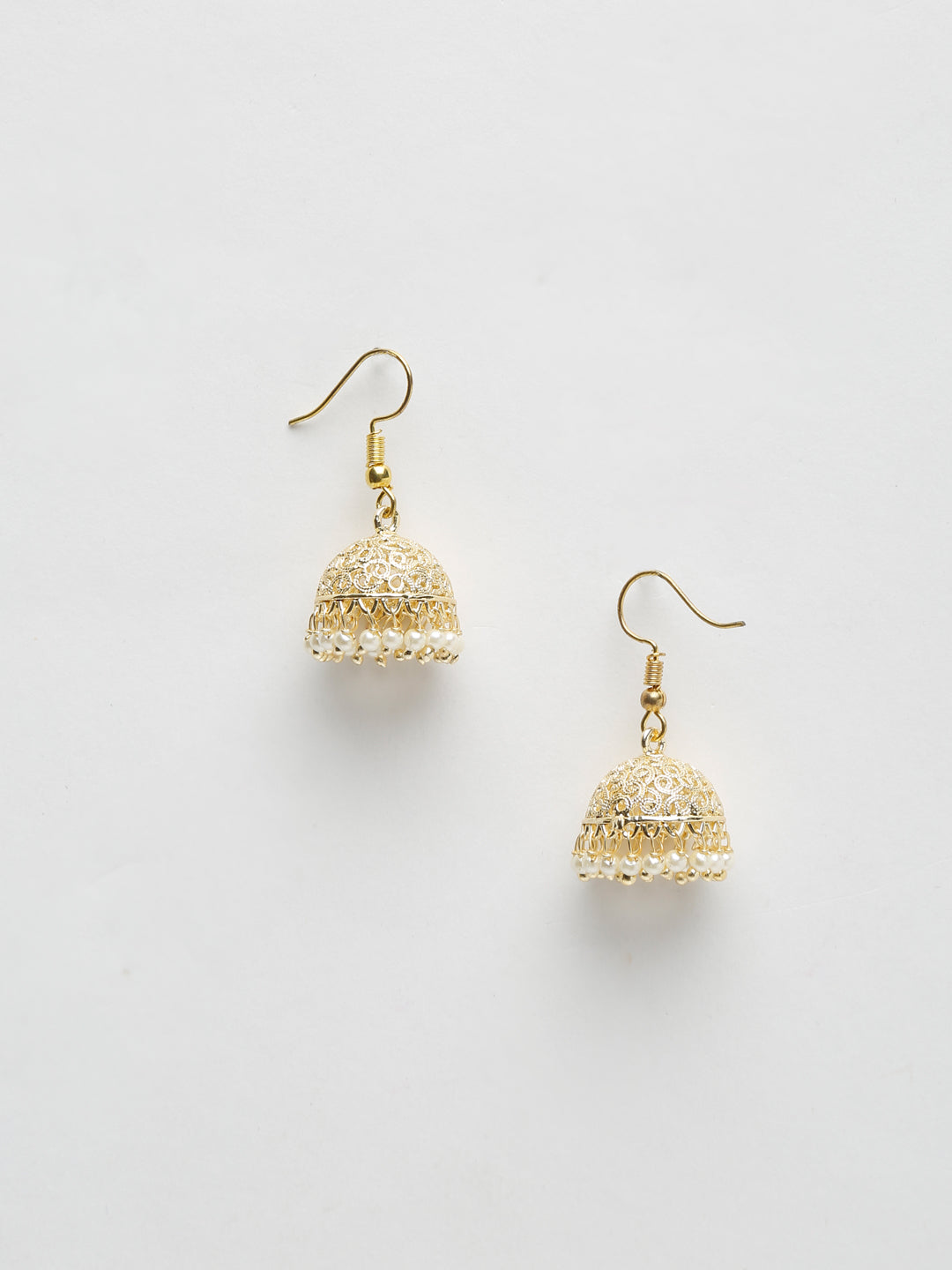 Gold-Polished Kundan Jhumka - Ruby Raang - Swadesiicart